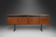 Load image into Gallery viewer, Mid Century Modern Credenza / Media Console by Jack Cartwright for Founders in Walnut and Original Black Leatherette, USA, c. 1960's-ABT Modern