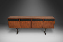 Load image into Gallery viewer, Mid Century Modern Credenza / Media Console by Jack Cartwright for Founders in Walnut and Original Black Leatherette, USA, c. 1960's-ABT Modern