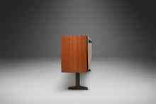 Load image into Gallery viewer, Mid Century Modern Credenza / Media Console by Jack Cartwright for Founders in Walnut and Original Black Leatherette, USA, c. 1960's-ABT Modern