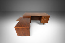 Load image into Gallery viewer, Mid Century Modern Executive Desk with Return in Walnut by Jens Risom, USA, c. 1960s-ABT Modern