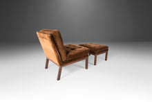 Load image into Gallery viewer, Mid Century Modern Lounge Chair and Ottoman in Brown Felt Upholstery Attributed to Harvey Probber, USA, c 1960s-ABT Modern