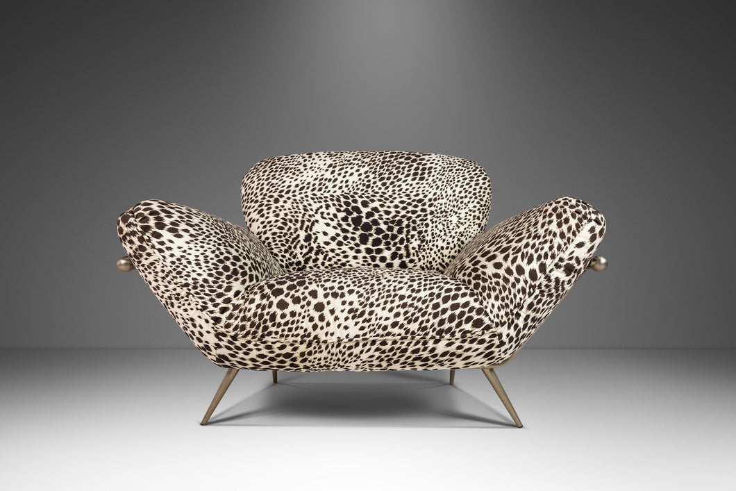 Mid Century Modern Lounge Chair in Animal Print for Carson's Attributed to Milo Baughman, USA, c. 1980's-ABT Modern
