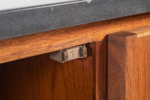 Load image into Gallery viewer, Mid Century Modern Polished Slate Sideboard / Credenza by Jens Risom in Walnut on a Sled Base, c. 1950s-ABT Modern
