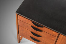 Load image into Gallery viewer, Mid Century Modern Polished Slate Sideboard / Credenza by Jens Risom in Walnut on a Sled Base, c. 1950s-ABT Modern
