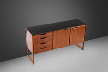 Load image into Gallery viewer, Mid Century Modern Polished Slate Sideboard / Credenza by Jens Risom in Walnut on a Sled Base, c. 1950s-ABT Modern