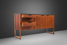 Load image into Gallery viewer, Mid Century Modern Polished Slate Sideboard / Credenza by Jens Risom in Walnut on a Sled Base, c. 1950s-ABT Modern