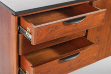 Load image into Gallery viewer, Mid Century Modern Polished Slate Sideboard / Credenza by Jens Risom in Walnut on a Sled Base, c. 1950s-ABT Modern