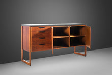 Load image into Gallery viewer, Mid Century Modern Polished Slate Sideboard / Credenza by Jens Risom in Walnut on a Sled Base, c. 1950s-ABT Modern
