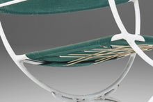 Load image into Gallery viewer, Mid Century Modern Rocking Chair in Forest Green Canvas on Wrought Iron Metal Base After Tony Paul, c. 1960's-ABT Modern