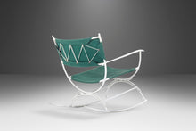 Load image into Gallery viewer, Mid Century Modern Rocking Chair in Forest Green Canvas on Wrought Iron Metal Base After Tony Paul, c. 1960's-ABT Modern