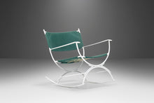 Load image into Gallery viewer, Mid Century Modern Rocking Chair in Forest Green Canvas on Wrought Iron Metal Base After Tony Paul, c. 1960's-ABT Modern