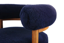 Load image into Gallery viewer, Mid Century Modern Round Corner Lounge Chair on Casters in Original Blue Fabric-ABT Modern
