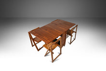 Load image into Gallery viewer, Mid Century Modern Space Saver Minimalist Hide Away Dropleaf Table w/ 4 Hidden Folding Chairs, Romanian, c. 1960's-ABT Modern