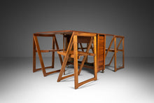 Load image into Gallery viewer, Mid Century Modern Space Saver Minimalist Hide Away Dropleaf Table w/ 4 Hidden Folding Chairs, Romanian, c. 1960's-ABT Modern