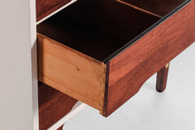 Load image into Gallery viewer, Mid Century Modern Two Tone Dresser By Stanley in White and Walnut w/ Brass Detailing, USA, c. 1960's-ABT Modern