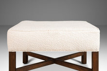 Load image into Gallery viewer, Mid Century Ottoman / Footstool / Bench After Edward Wormley for Dunbar Newly Upholsterd in Knoll Fabrics White Bouclé, USA, c. 1960s-ABT Modern