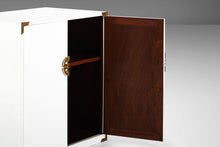 Load image into Gallery viewer, Mid Century White Hollywood Regency Cabinet in White with Gold Accents, c. 1970s-ABT Modern
