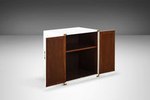 Load image into Gallery viewer, Mid Century White Hollywood Regency Cabinet in White with Gold Accents, c. 1970s-ABT Modern