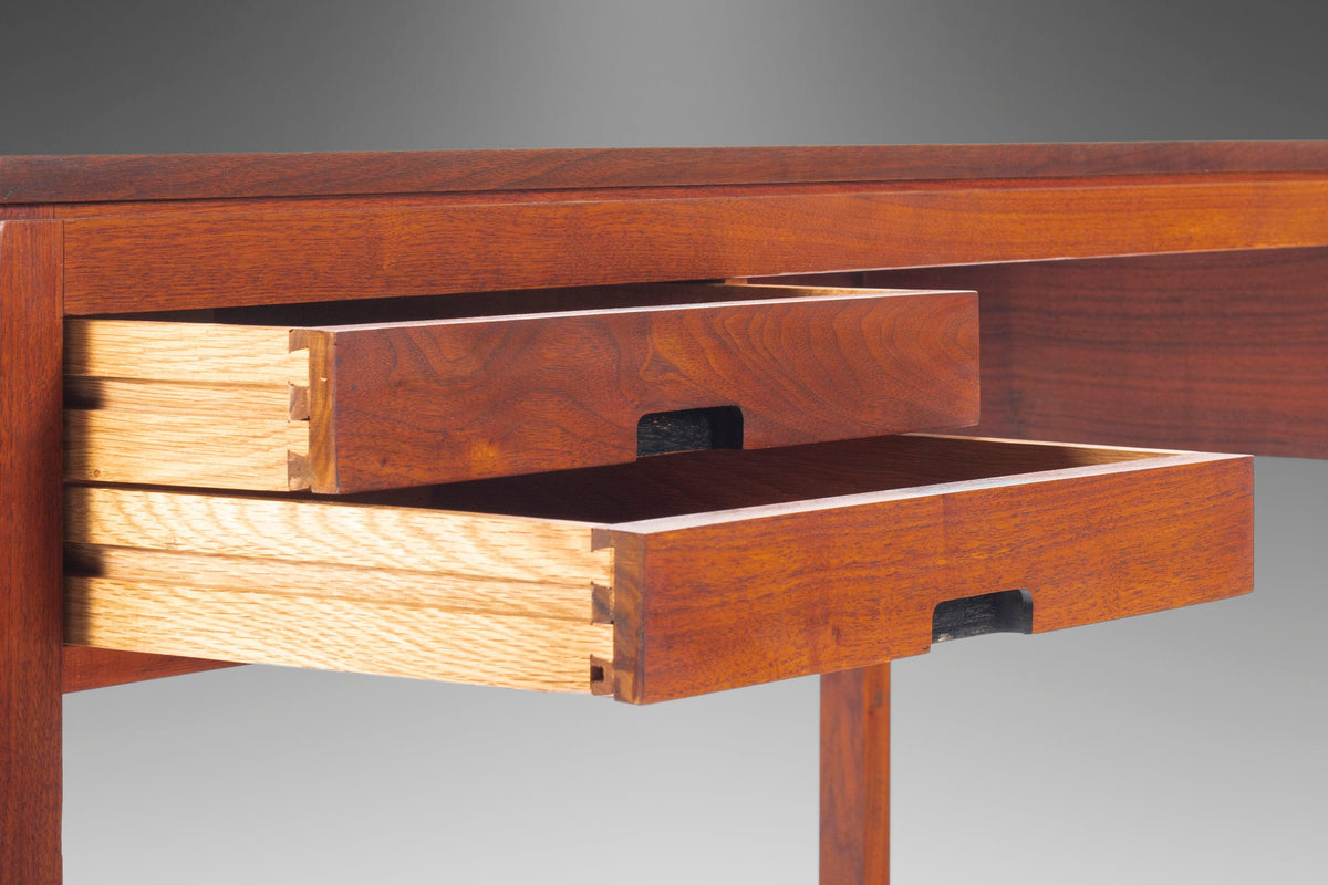 Minimalist Mid Century Modern Writing Desk in Walnut in the Manner of
