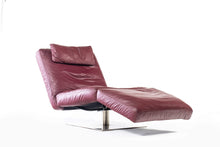 Load image into Gallery viewer, Natuzzi Chaise Lounge Chair in Rich Ox Blood Leather, Zeta Model-ABT Modern