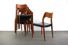 Load image into Gallery viewer, Niels Møller # 71 Teak Dining Chairs w/ Black Vegan Leatherette Seats - A Set of 8, Denmark-ABT Modern