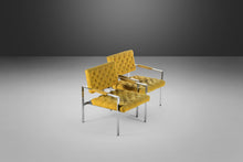 Load image into Gallery viewer, Pair of Tagged Milo Baughman for Thayer Coggin Chrome Lounge Chairs in Tufted Canary, USA, c. 1970's-ABT Modern