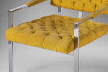 Load image into Gallery viewer, Pair of Tagged Milo Baughman for Thayer Coggin Chrome Lounge Chairs in Tufted Canary, USA, c. 1970's-ABT Modern