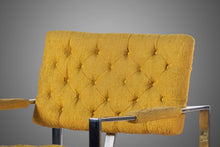 Load image into Gallery viewer, Pair of Tagged Milo Baughman for Thayer Coggin Chrome Lounge Chairs in Tufted Canary, USA, c. 1970's-ABT Modern