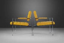 Load image into Gallery viewer, Pair of Tagged Milo Baughman for Thayer Coggin Chrome Lounge Chairs in Tufted Canary, USA, c. 1970's-ABT Modern