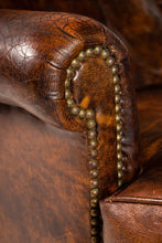 Load image into Gallery viewer, Patinaed French Club Chair / Cigar Chair & Ottoman in Original Distressed Leather, France, c. 1940's-ABT Modern