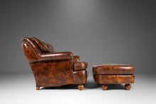 Load image into Gallery viewer, Patinaed French Club Chair / Cigar Chair & Ottoman in Original Distressed Leather, France, c. 1940's-ABT Modern