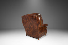 Load image into Gallery viewer, Patinaed French Club Chair / Cigar Chair & Ottoman in Original Distressed Leather, France, c. 1940's-ABT Modern