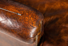 Load image into Gallery viewer, Patinaed French Club Chair / Cigar Chair & Ottoman in Original Distressed Leather, France, c. 1940's-ABT Modern