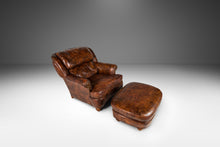 Load image into Gallery viewer, Patinaed French Club Chair / Cigar Chair & Ottoman in Original Distressed Leather, France, c. 1940's-ABT Modern
