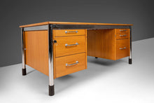 Load image into Gallery viewer, Post Modern 'Signatur' Executive Desk by Tord Bjorklund in Honey Oak w/ Chrome Detailing, Sweden, c. 1980-ABT Modern