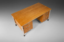 Load image into Gallery viewer, Post Modern 'Signatur' Executive Desk by Tord Bjorklund in Honey Oak w/ Chrome Detailing, Sweden, c. 1980-ABT Modern
