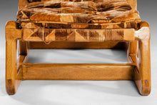 Load image into Gallery viewer, Rare Angular Oak Lounge Chair and Ottoman Set Found in Original Fabric, c. 1970s-ABT Modern