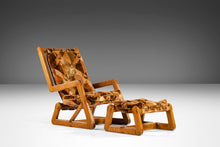 Load image into Gallery viewer, Rare Angular Oak Lounge Chair and Ottoman Set Found in Original Fabric, c. 1970s-ABT Modern