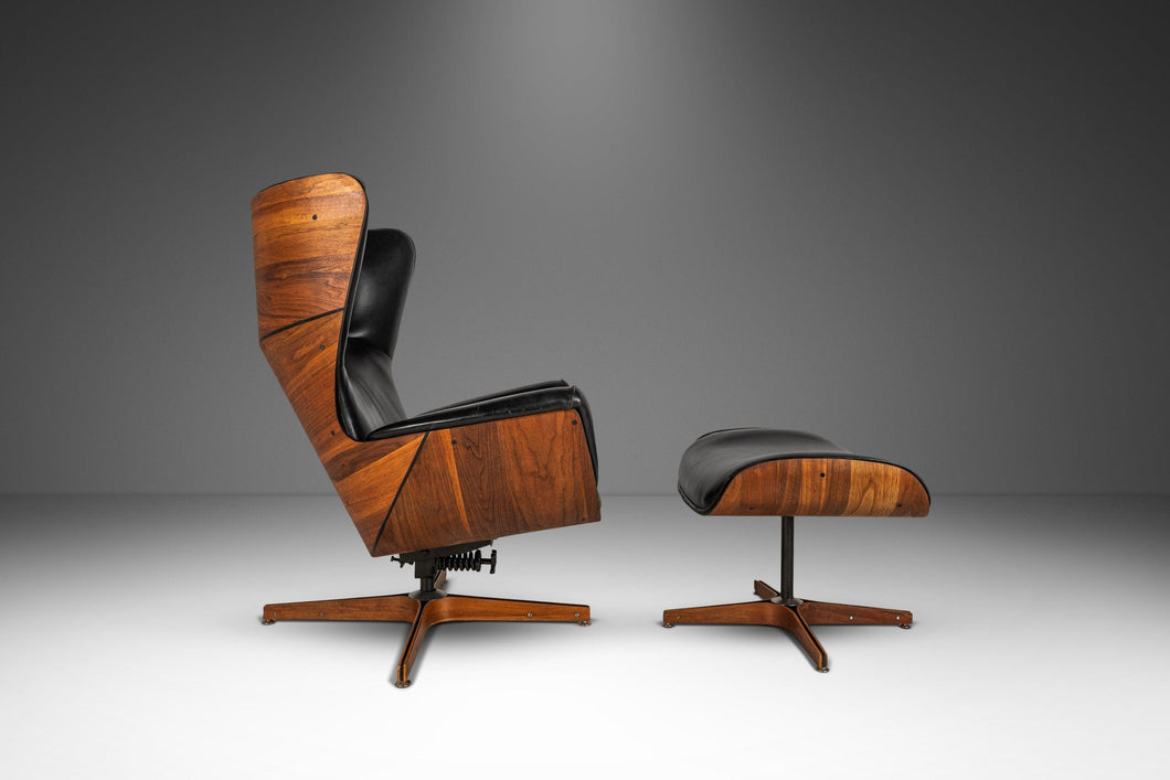 Rare George Mulhauser for Plycraft Mr. Chair Wingback Lounge Chair and Ottoman, USA, c. 1960s-ABT Modern