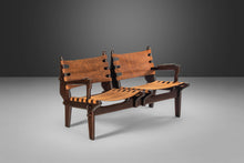 Load image into Gallery viewer, Rare Mid-Century Modern Loveseat in Solid Fruitwood & Leather by Angel Pazmino, Ecuador, c. 1960's-ABT Modern