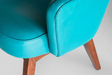 Load image into Gallery viewer, Rare Set of Two (2) Lounge Chairs by Patrician Furniture in Original Teal Vinyl w/ Walnut Legs, c. 1960s-ABT Modern