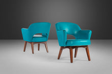 Load image into Gallery viewer, Rare Set of Two (2) Lounge Chairs by Patrician Furniture in Original Teal Vinyl w/ Walnut Legs, c. 1960s-ABT Modern