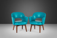 Load image into Gallery viewer, Rare Set of Two (2) Lounge Chairs by Patrician Furniture in Original Teal Vinyl w/ Walnut Legs, c. 1960s-ABT Modern