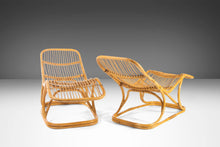 Load image into Gallery viewer, Rare Set of Two (2) Rattan Lounge Chairs / Chaise Lounges Attributed to Tito Agnoli for Pierantonio Bonacina, Italy, c. 1963-ABT Modern