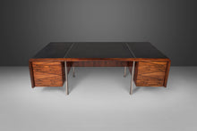 Load image into Gallery viewer, Rosewood Executive Desk After Ste. Marie & Laurent with Chrome Legs and Vinyl Top, c. 1960s-ABT Modern