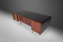 Load image into Gallery viewer, Rosewood Executive Desk After Ste. Marie & Laurent with Chrome Legs and Vinyl Top, c. 1960s-ABT Modern