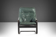 Load image into Gallery viewer, Scandinavian Bentwood Lounge Chair in Sage Green Leather After Westnofa, c. 1970s-ABT Modern