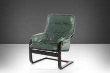 Load image into Gallery viewer, Scandinavian Bentwood Lounge Chair in Sage Green Leather After Westnofa, c. 1970s-ABT Modern