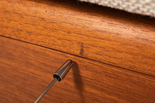 Load image into Gallery viewer, Scandinavian Style Solid Teak Three-Seat Sofa Newly Upholstered in Oatmeal Fabric, c. 1980s-ABT Modern