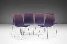 Load image into Gallery viewer, Set of 6 Minimal Chrome Dining Chairs Set on Petite Tubular Chrome Bases in Distressed Original Ombre Purple Fabric, West Germany, c. 1970's-ABT Modern